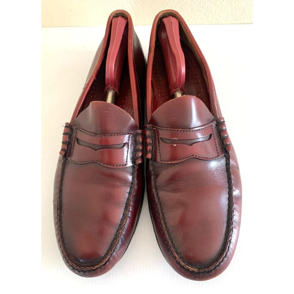 G.H . Bass & Co. Logan Burgundy Oxblood Leather Penny Loafers Mens 13 D
